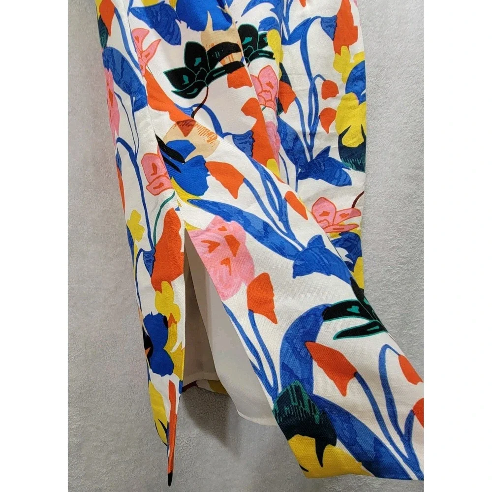 J.Crew Floral Pintucked Linen Midi Skirt Morning Floral Lined Size‎ 2 Artsy Chic